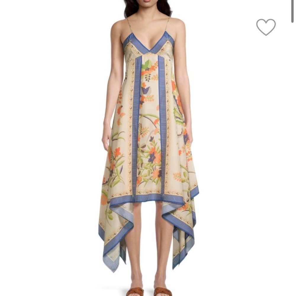 Rebecca Taylor 100% Silk Phoenix Handkerchief Hem Asymmetrical Dress Size 2